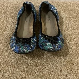 Leather, blue and green leather flats